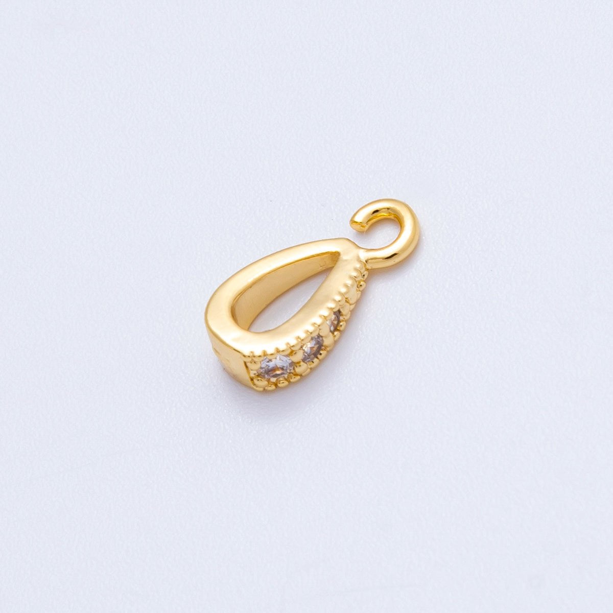 18K Gold Filled 11mm Micro Paved CZ Open Loop Bail Pendant Findings in Gold &amp; Silver | Findings-00129 Findings-00130