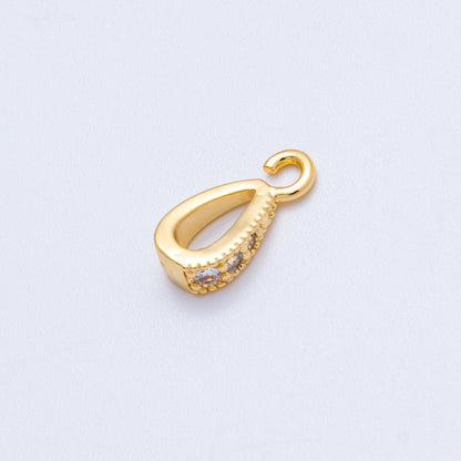 18K Gold Filled 11mm Micro Paved CZ Open Loop Bail Pendant Findings in Gold &amp; Silver | Findings-00129 Findings-00130