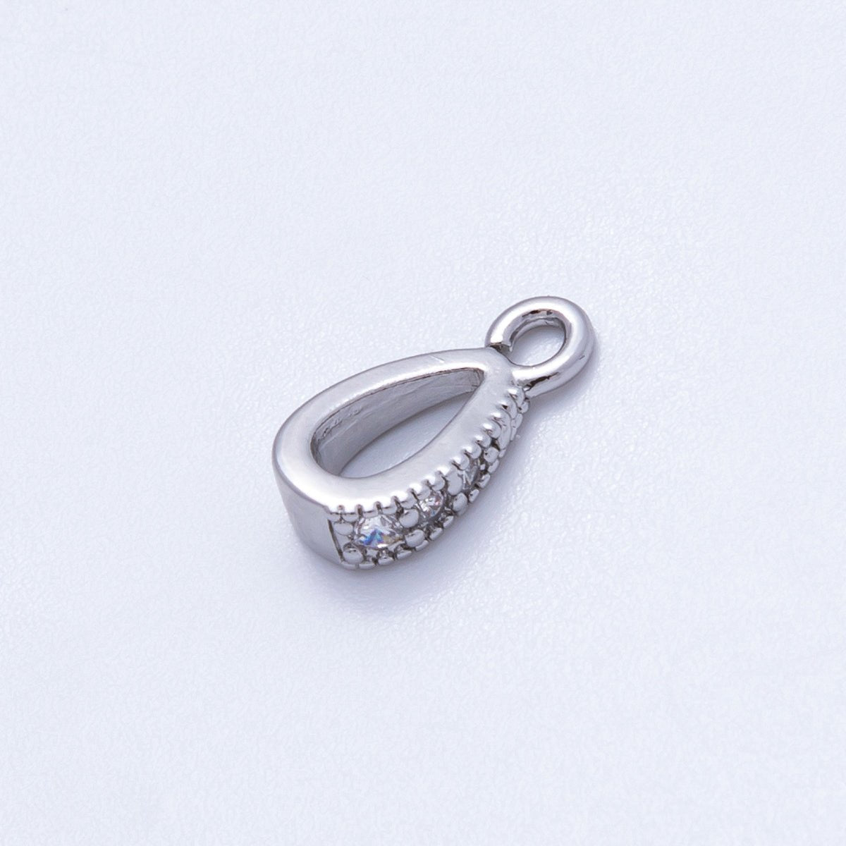 18K Gold Filled 11mm Micro Paved CZ Open Loop Bail Pendant Findings in Gold &amp; Silver | Findings-00129 Findings-00130