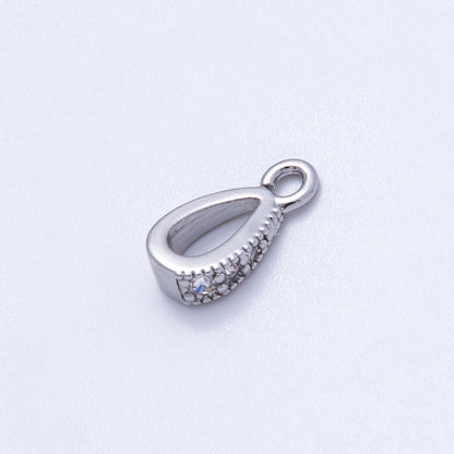 18K Gold Filled 11mm Micro Paved CZ Open Loop Bail Pendant Findings in Gold &amp; Silver | Findings-00129 Findings-00130