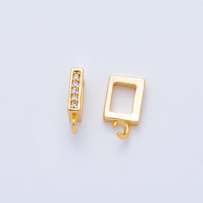 18K Gold Filled 11mm Micro Paved CZ Rectangular Bail Pendant Spacer Holder with Open Link | Z-A1248