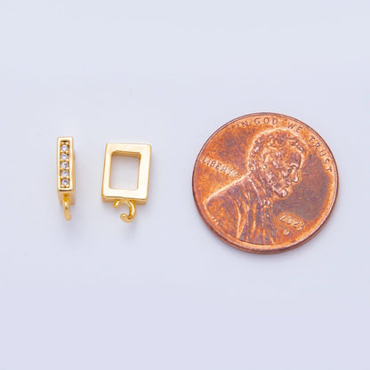 18K Gold Filled 11mm Micro Paved CZ Rectangular Bail Pendant Spacer Holder with Open Link | Z-A1248