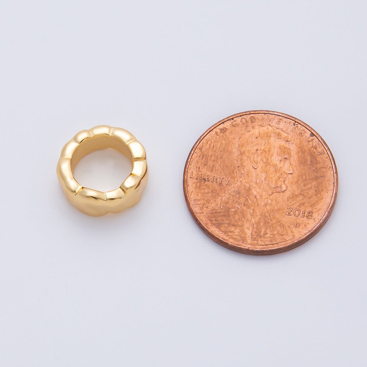 18K Gold Filled 11mm Minimalist Molten Rondelle Spacer Bead | B403