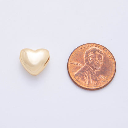 18K Gold Filled 11mm Minimalist Puffy Heart Bead Spacer | AF-A1059