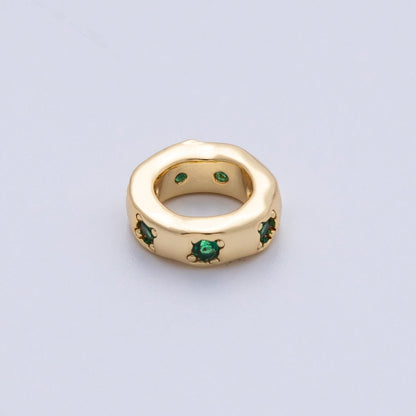 18K Gold Filled 11mm Personalized Birthstone CZ Rondelle Spacer Bead | Beads-00125 ~ Beads-00136
