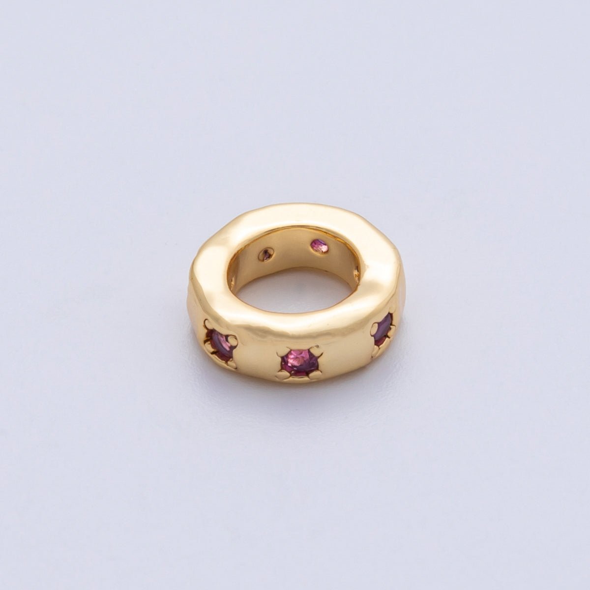 18K Gold Filled 11mm Personalized Birthstone CZ Rondelle Spacer Bead | Beads-00125 ~ Beads-00136