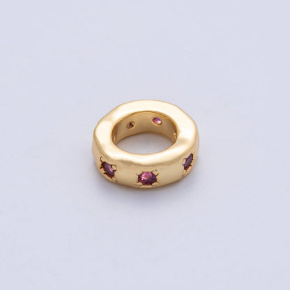 18K Gold Filled 11mm Personalized Birthstone CZ Rondelle Spacer Bead | Beads-00125 ~ Beads-00136