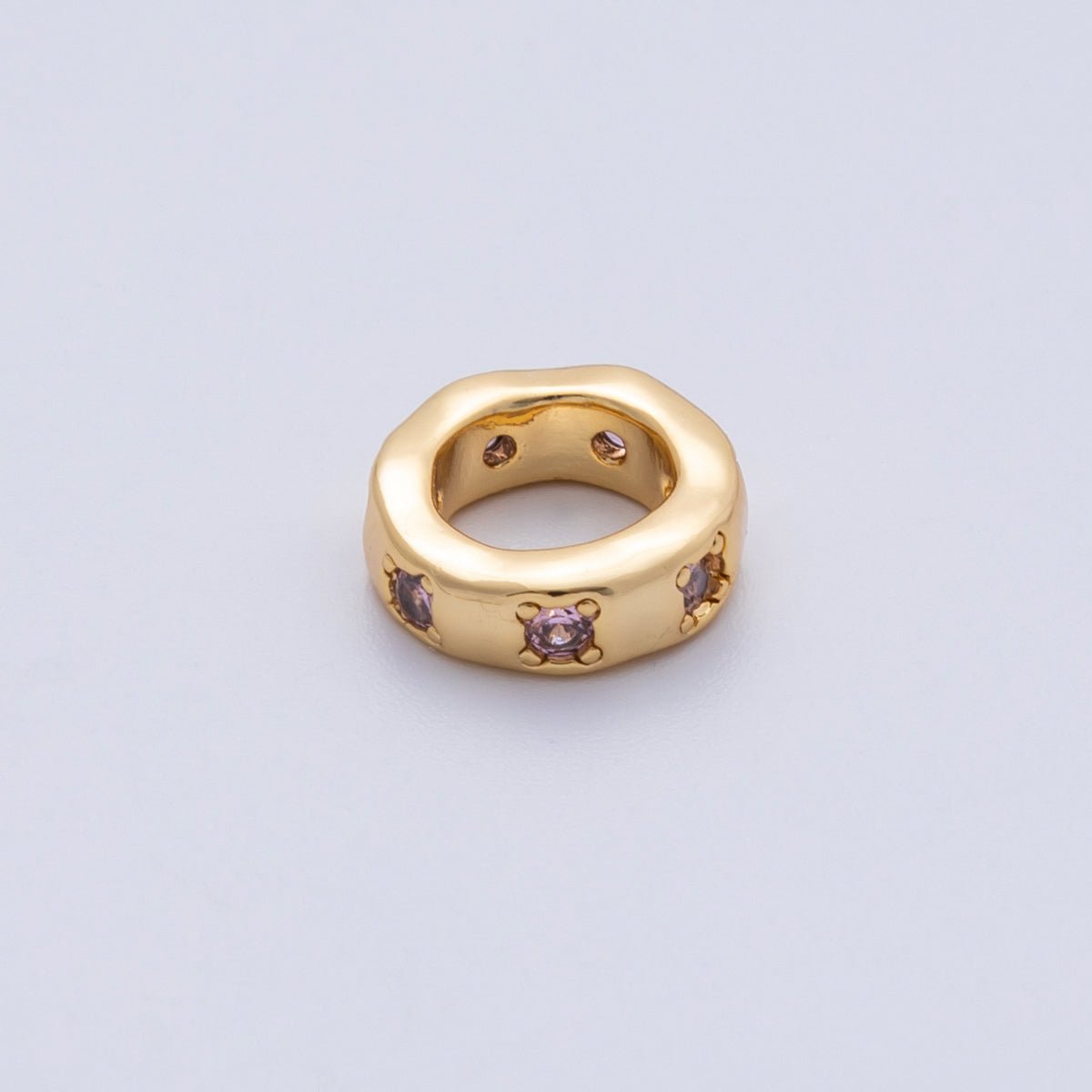 18K Gold Filled 11mm Personalized Birthstone CZ Rondelle Spacer Bead | Beads-00125 ~ Beads-00136