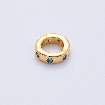 18K Gold Filled 11mm Personalized Birthstone CZ Rondelle Spacer Bead | Beads-00125 ~ Beads-00136