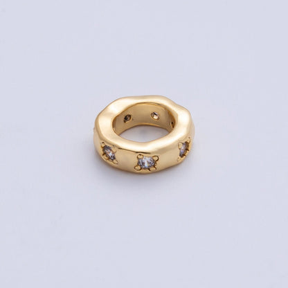 18K Gold Filled 11mm Personalized Birthstone CZ Rondelle Spacer Bead | Beads-00125 ~ Beads-00136
