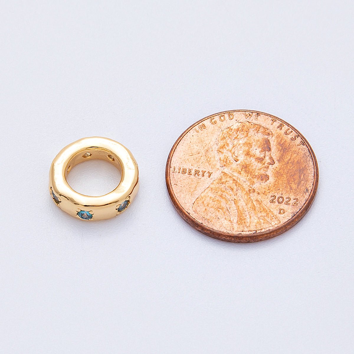 18K Gold Filled 11mm Personalized Birthstone CZ Rondelle Spacer Bead | Beads-00125 ~ Beads-00136