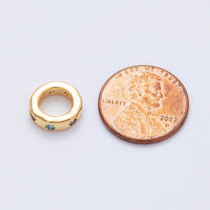 18K Gold Filled 11mm Personalized Birthstone CZ Rondelle Spacer Bead | Beads-00125 ~ Beads-00136