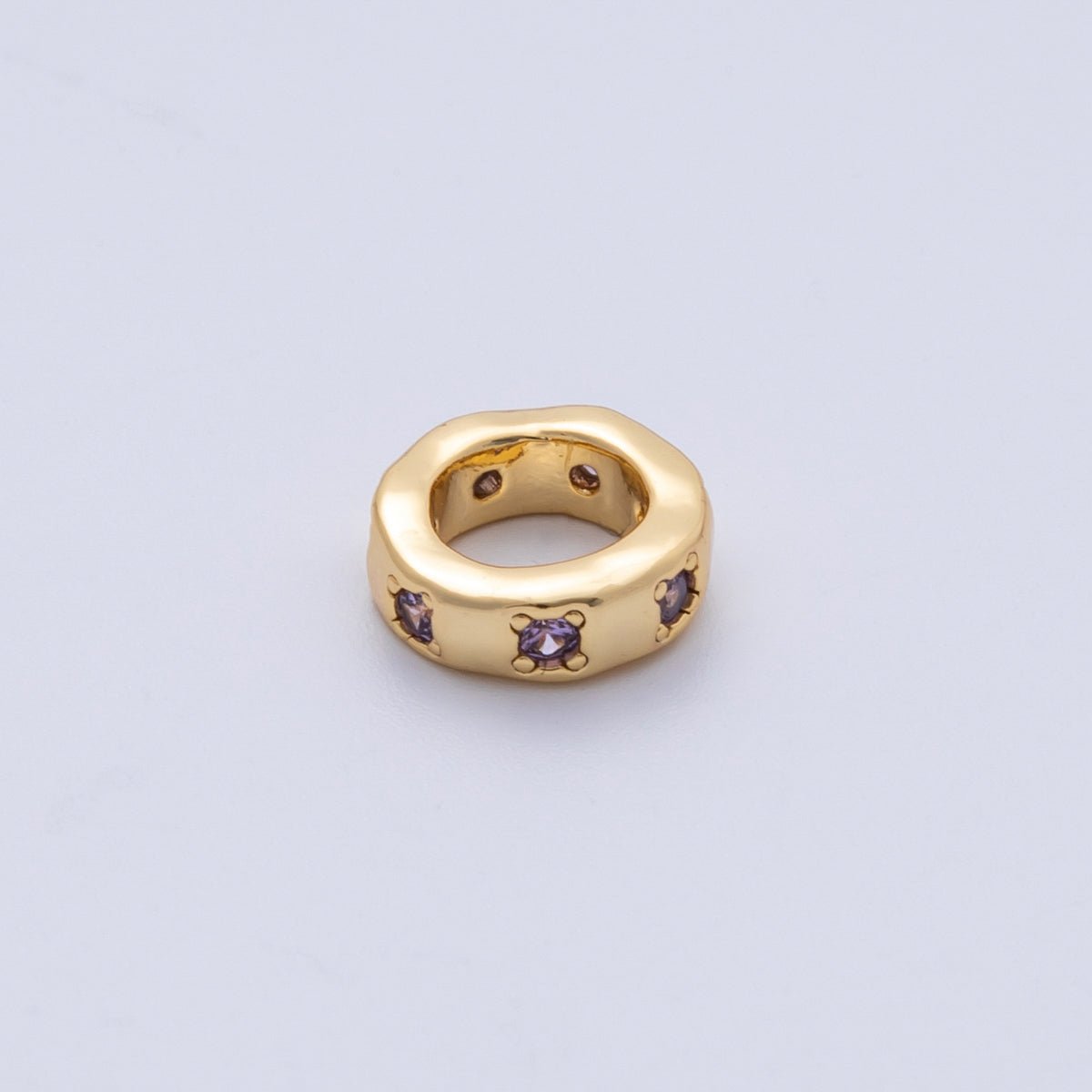 18K Gold Filled 11mm Personalized Birthstone CZ Rondelle Spacer Bead | Beads-00125 ~ Beads-00136