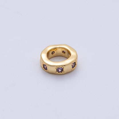 18K Gold Filled 11mm Personalized Birthstone CZ Rondelle Spacer Bead | Beads-00125 ~ Beads-00136