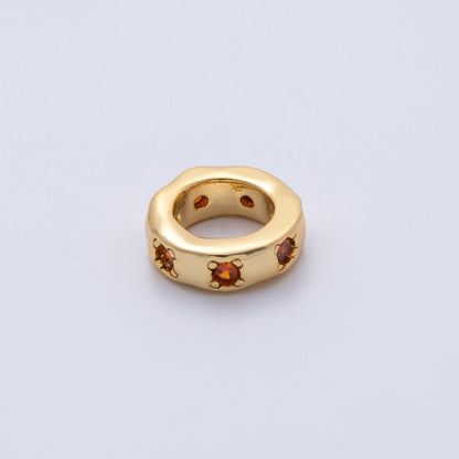 18K Gold Filled 11mm Personalized Birthstone CZ Rondelle Spacer Bead | Beads-00125 ~ Beads-00136