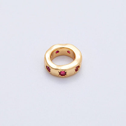 18K Gold Filled 11mm Personalized Birthstone CZ Rondelle Spacer Bead | Beads-00125 ~ Beads-00136