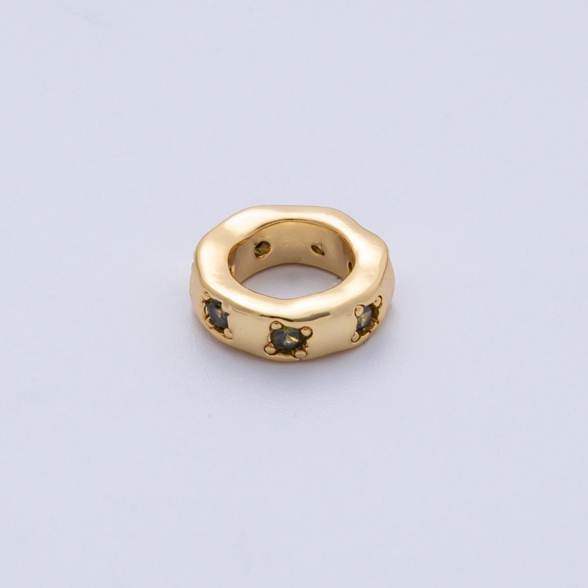 18K Gold Filled 11mm Personalized Birthstone CZ Rondelle Spacer Bead | Beads-00125 ~ Beads-00136