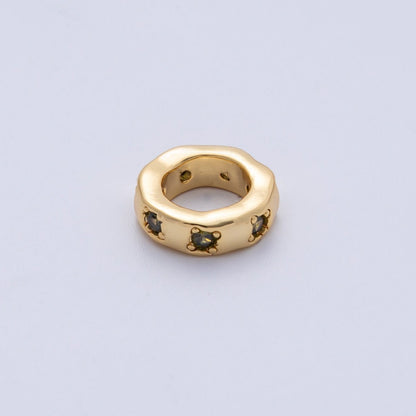 18K Gold Filled 11mm Personalized Birthstone CZ Rondelle Spacer Bead | Beads-00125 ~ Beads-00136