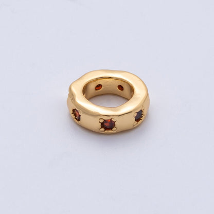 18K Gold Filled 11mm Personalized Birthstone CZ Rondelle Spacer Bead | Beads-00125 ~ Beads-00136