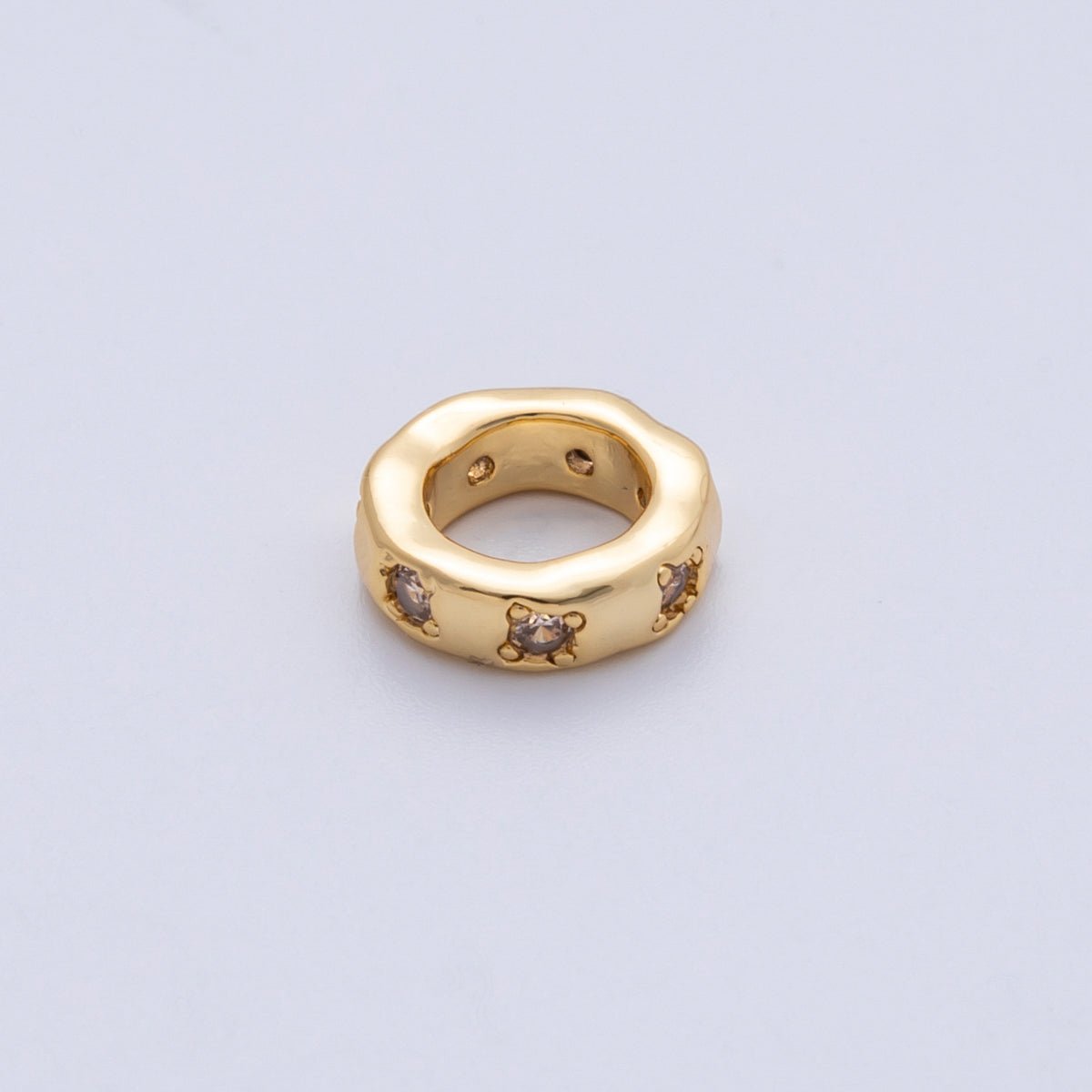 18K Gold Filled 11mm Personalized Birthstone CZ Rondelle Spacer Bead | Beads-00125 ~ Beads-00136