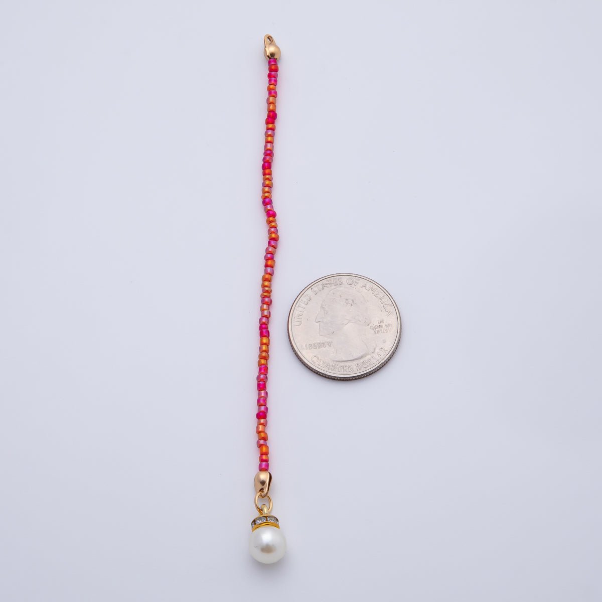 18K Gold Filled 123mm Shell Pearl Pink Red Gemstone Crimp Drop Finding | Z1396