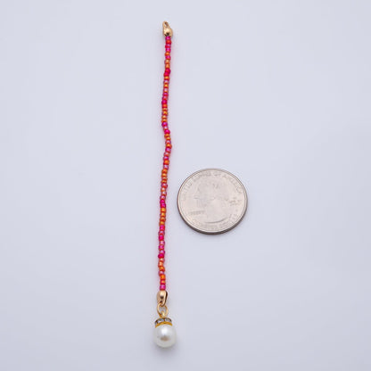 18K Gold Filled 123mm Shell Pearl Pink Red Gemstone Crimp Drop Finding | Z1396