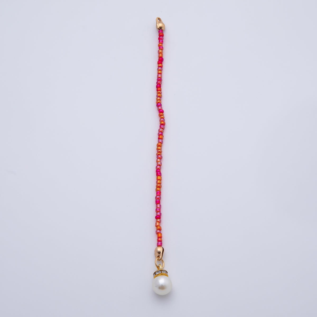 18K Gold Filled 123mm Shell Pearl Pink Red Gemstone Crimp Drop Finding | Z1396