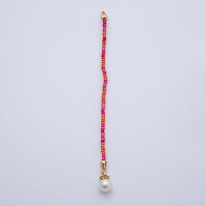 18K Gold Filled 123mm Shell Pearl Pink Red Gemstone Crimp Drop Finding | Z1396