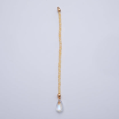 18K Gold Filled 123mm White, Black, Clear, Peach Iridescent AB Gemstone Drop Crimp Finding | Z1397 ~ Z1400