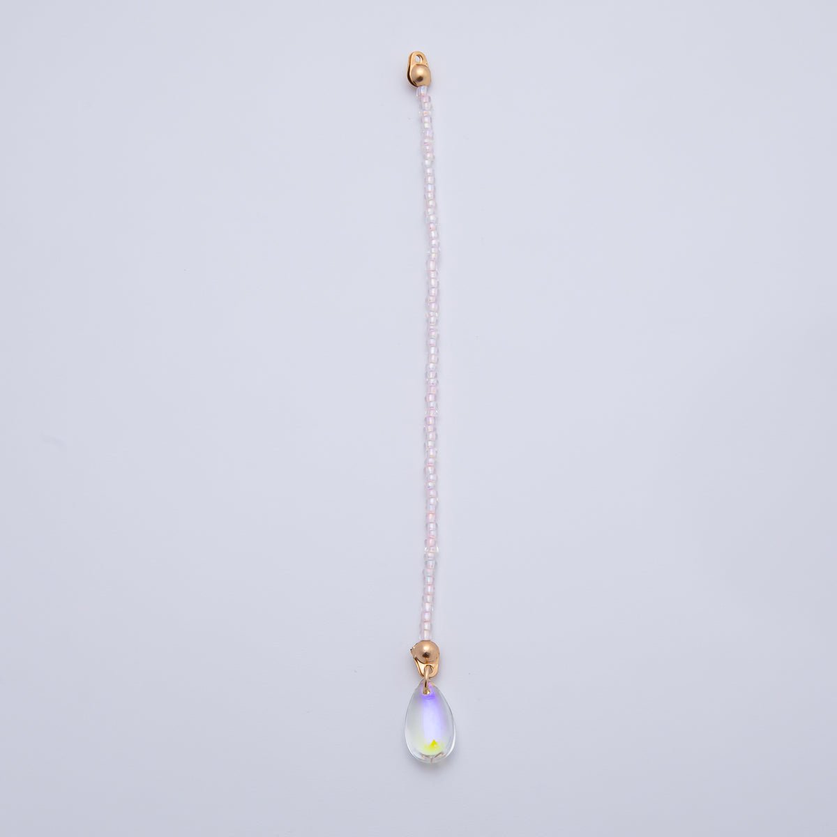 18K Gold Filled 123mm White, Black, Clear, Peach Iridescent AB Gemstone Drop Crimp Finding | Z1397 ~ Z1400
