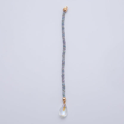 18K Gold Filled 123mm White, Black, Clear, Peach Iridescent AB Gemstone Drop Crimp Finding | Z1397 ~ Z1400
