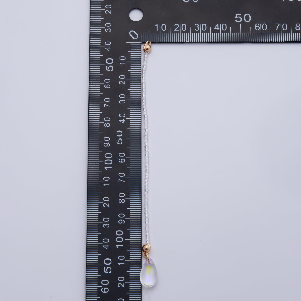 18K Gold Filled 123mm White, Black, Clear, Peach Iridescent AB Gemstone Drop Crimp Finding | Z1397 ~ Z1400