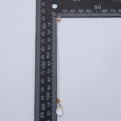 18K Gold Filled 123mm White, Black, Clear, Peach Iridescent AB Gemstone Drop Crimp Finding | Z1397 ~ Z1400