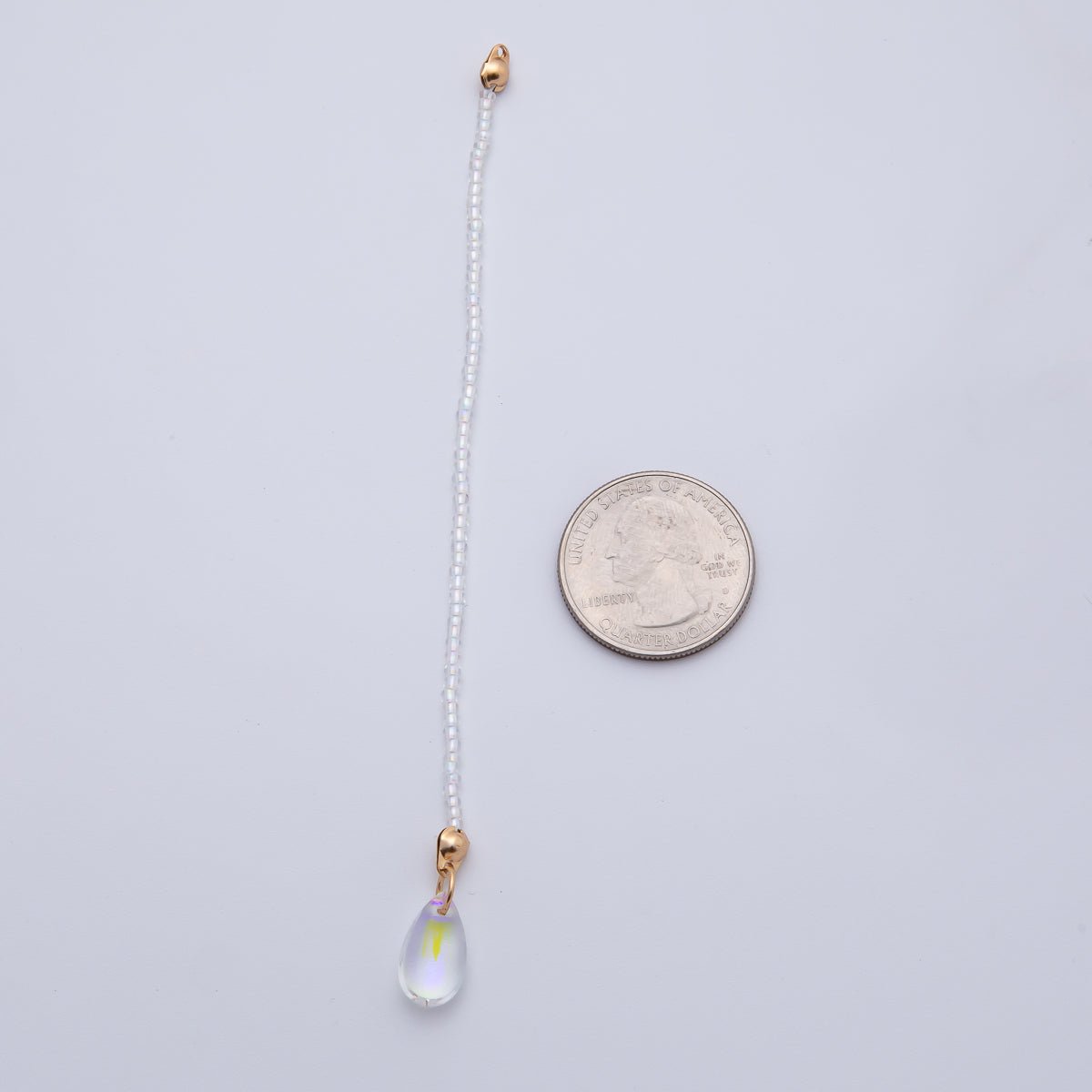18K Gold Filled 123mm White, Black, Clear, Peach Iridescent AB Gemstone Drop Crimp Finding | Z1397 ~ Z1400