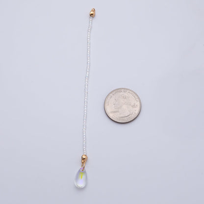 18K Gold Filled 123mm White, Black, Clear, Peach Iridescent AB Gemstone Drop Crimp Finding | Z1397 ~ Z1400