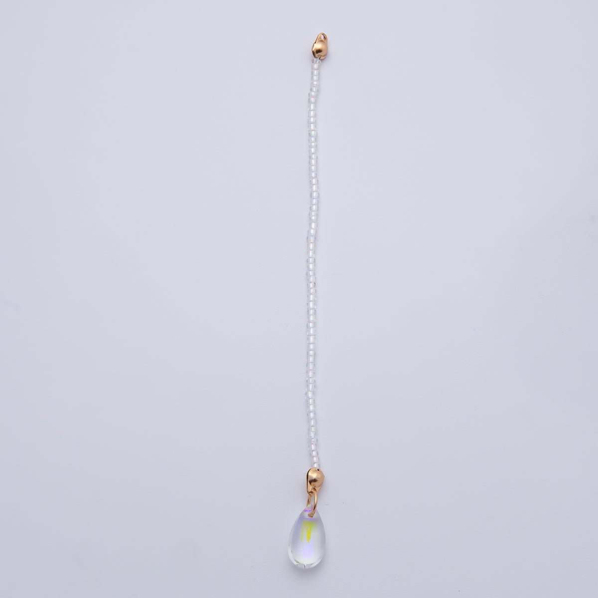 18K Gold Filled 123mm White, Black, Clear, Peach Iridescent AB Gemstone Drop Crimp Finding | Z1397 ~ Z1400