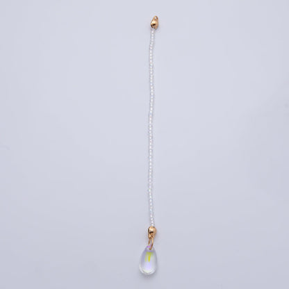 18K Gold Filled 123mm White, Black, Clear, Peach Iridescent AB Gemstone Drop Crimp Finding | Z1397 ~ Z1400