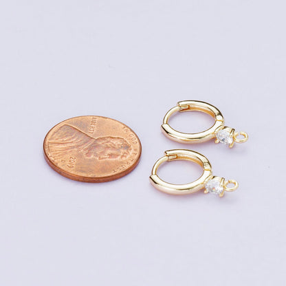 18K Gold Filled 12.5mm Clear CZ Open Loop Drop Huggie Earrings | Findings-00083