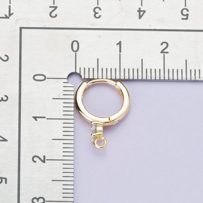 18K Gold Filled 12.5mm Clear CZ Open Loop Drop Huggie Earrings | Findings-00083
