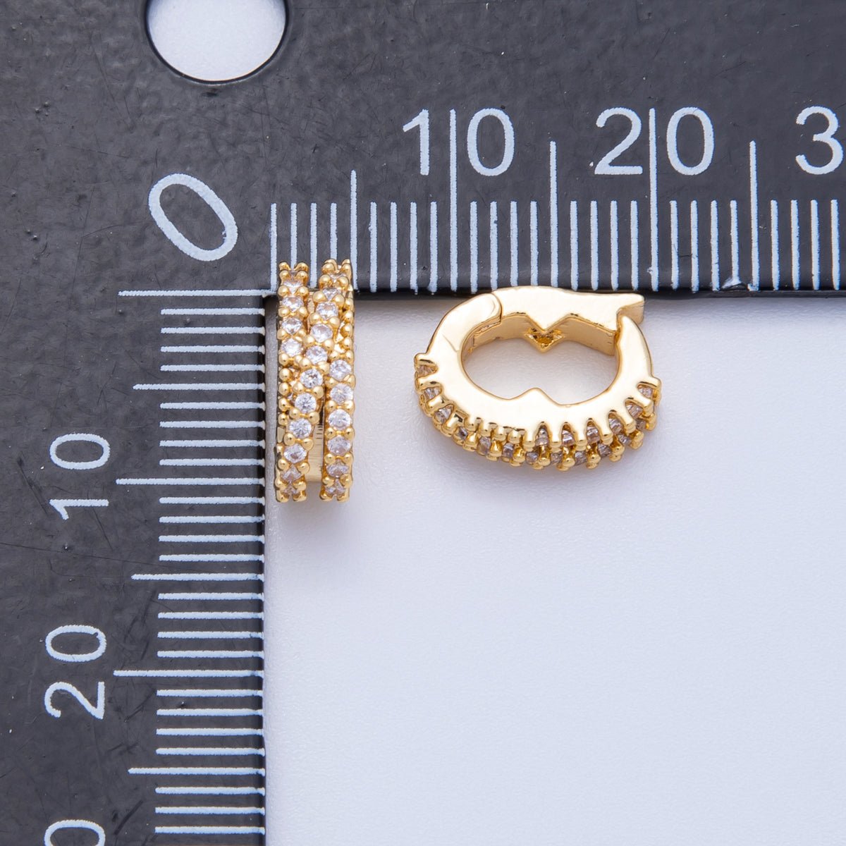 18K Gold Filled 12mm Micro Paved CZ Snap Latch Bail Holder Enhancer | Findings-00118