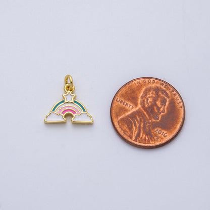 18K Gold Filled 12mm Multicolor Enamel Star Rainbow Mini Charm | CHARMS-00144