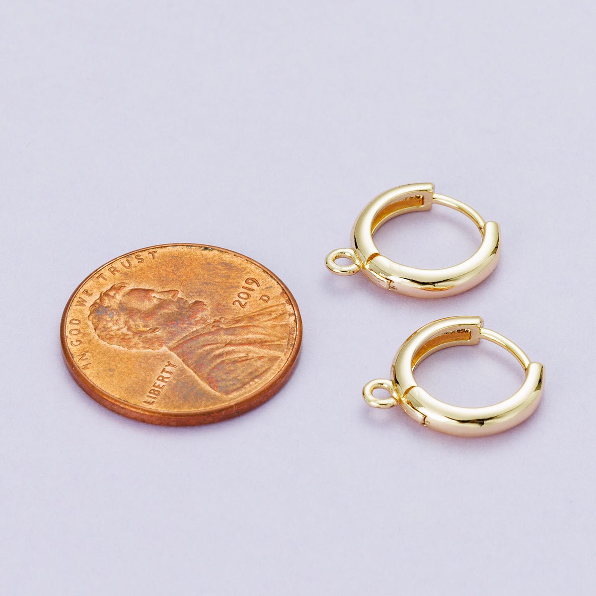 18K Gold Filled 12mm Open Loop Drop Huggie Earrings in Gold &amp; Silver | Findings-00088 Findings-00089