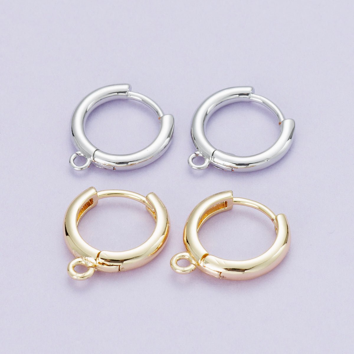 18K Gold Filled 12mm Open Loop Drop Huggie Earrings in Gold &amp; Silver | Findings-00088 Findings-00089