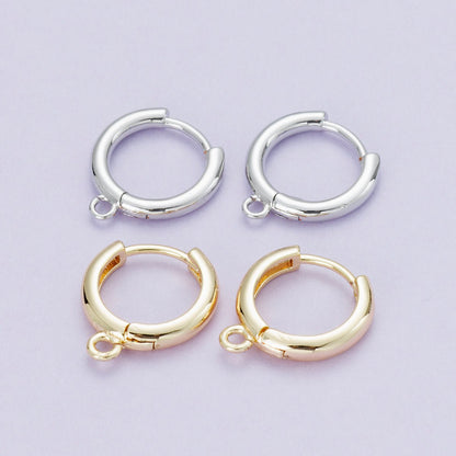 18K Gold Filled 12mm Open Loop Drop Huggie Earrings in Gold &amp; Silver | Findings-00088 Findings-00089