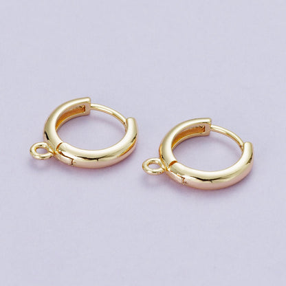 18K Gold Filled 12mm Open Loop Drop Huggie Earrings in Gold &amp; Silver | Findings-00088 Findings-00089