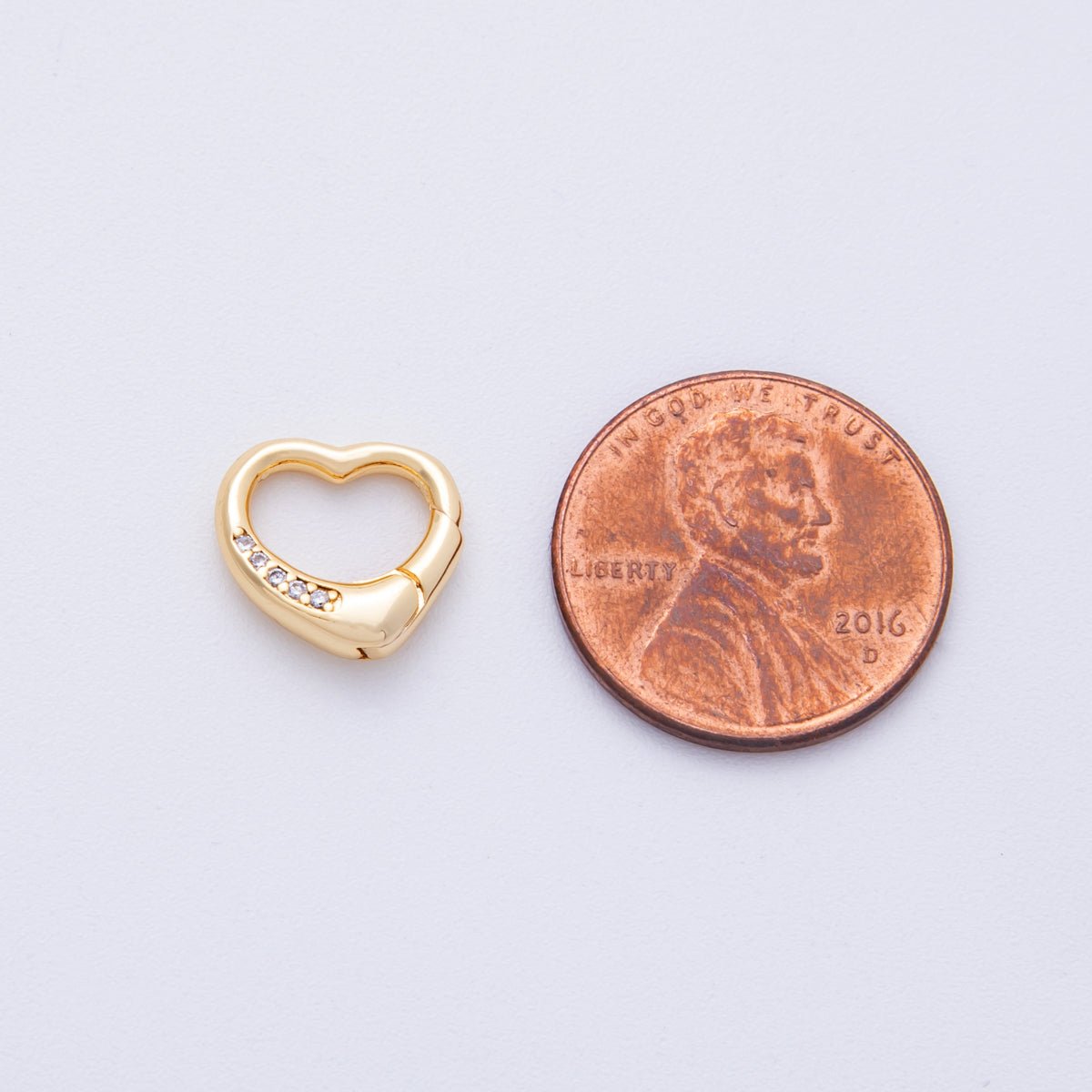 18K Gold Filled 12mm Push Gate Heart CZ Minimalist Finding | Findings-400001