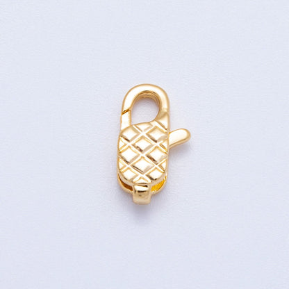 18K Gold Filled 12mm Quilted Texture Lobster Clasp Closure | Findings-00127