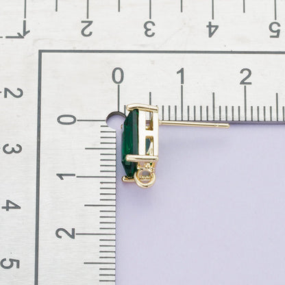 18K Gold Filled 13.5mm Green Baguette CZ Open Loop Drop Stud Earring | Findings-00095