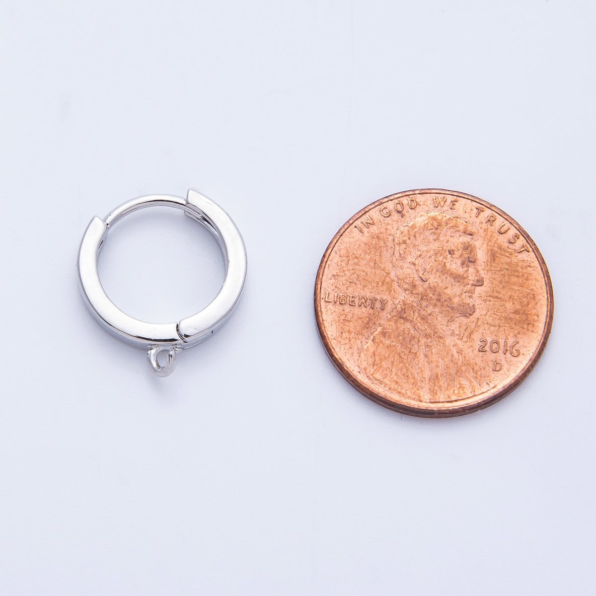 18K Gold Filled 13.5mm Minimalist Open Loop Drop Huggie Earrings in Gold &amp; Silver | Findings-00106 Findings-00107