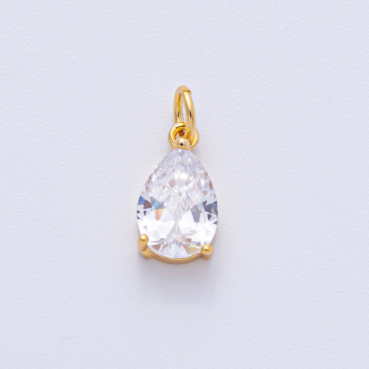 18K Gold Filled 13mm Clear CZ Teardrop Mini Charm | AK029